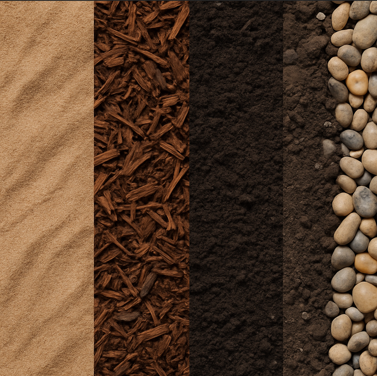Mulch, Sand and Soil